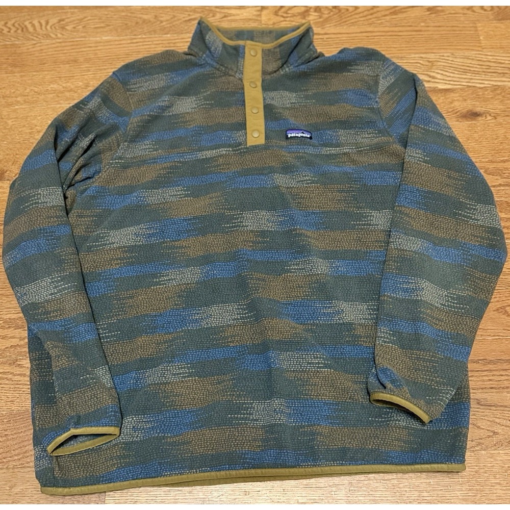 Patagonia Micro D Snap-T Pullover Native Seeds Industrial Green 26165 Xl Euc View 2